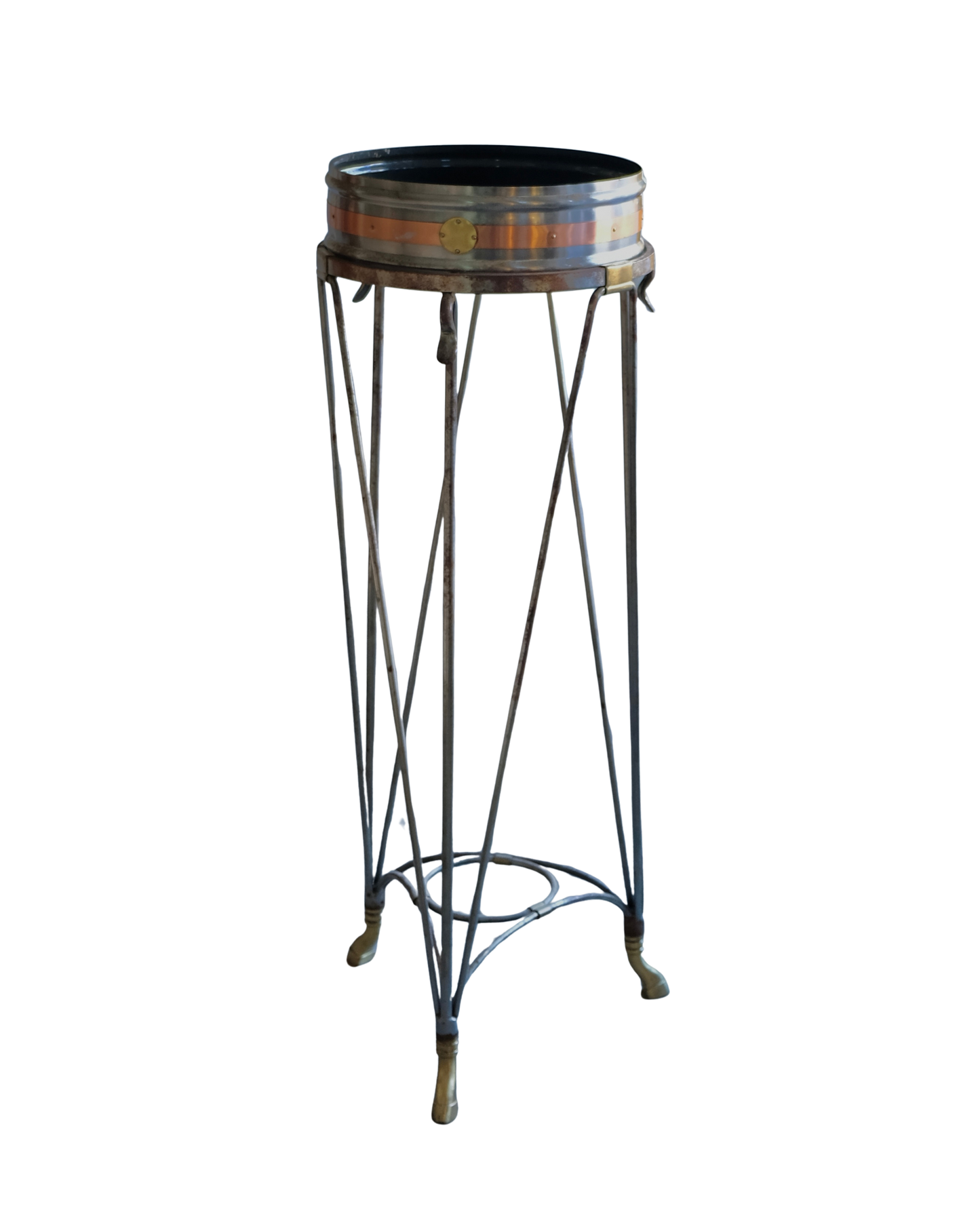 ORLANDI IRON PLANTER w. BRASS & COPPER DETAIL