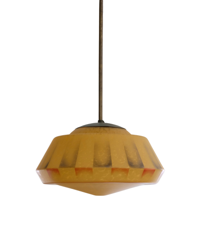 ART DECO MOTTLED AMBER GLASS PENDANT