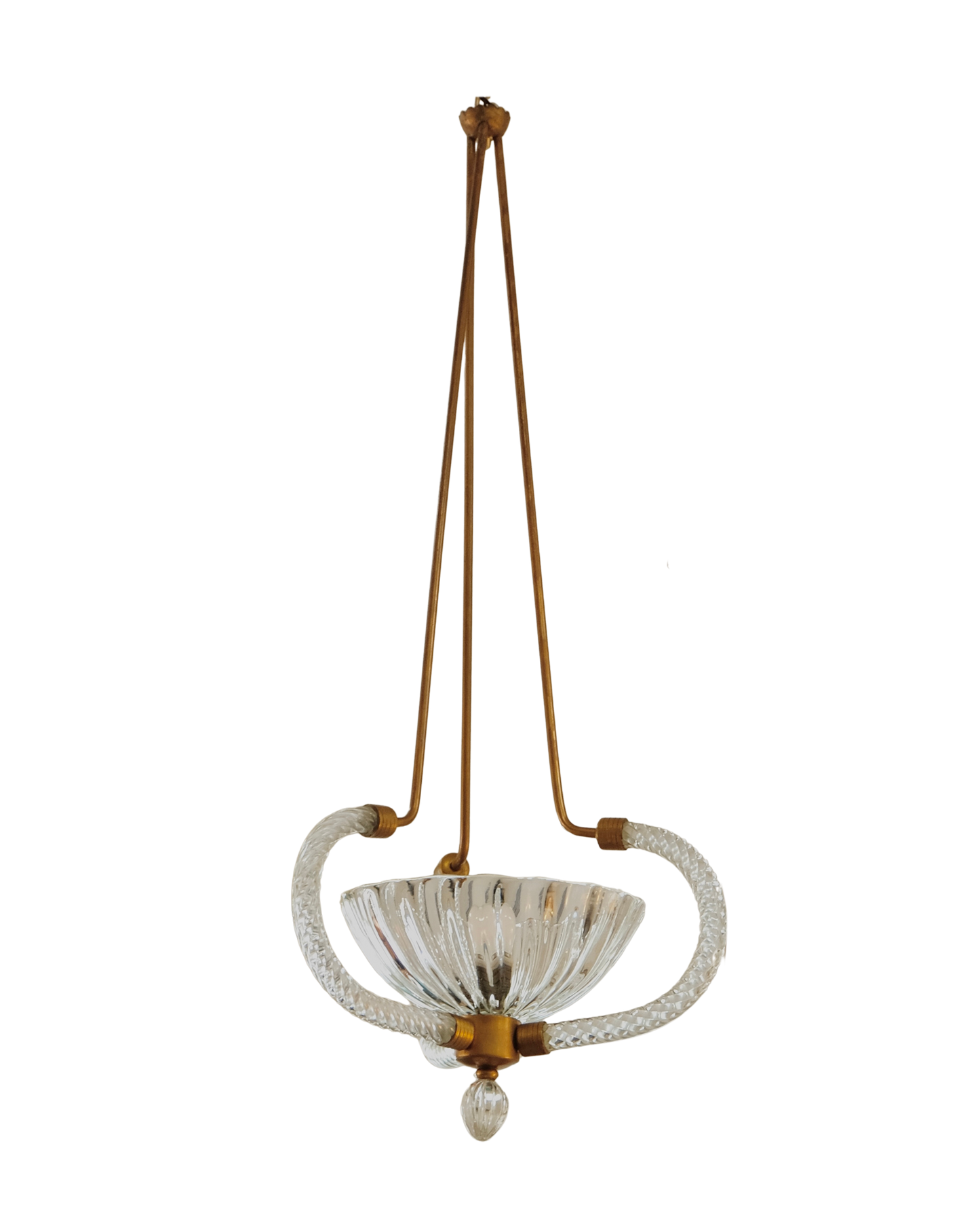 MURANO GLASS TRIO ARMED BRASS PENDANT