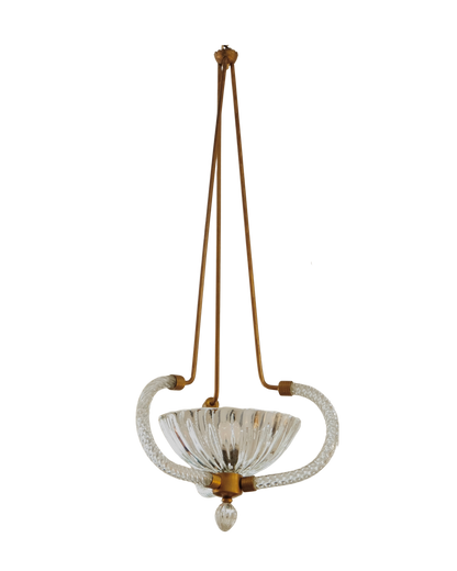 MURANO GLASS TRIO ARMED BRASS PENDANT