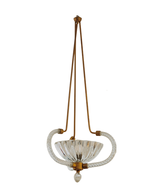 MURANO GLASS TRIO ARMED BRASS PENDANT