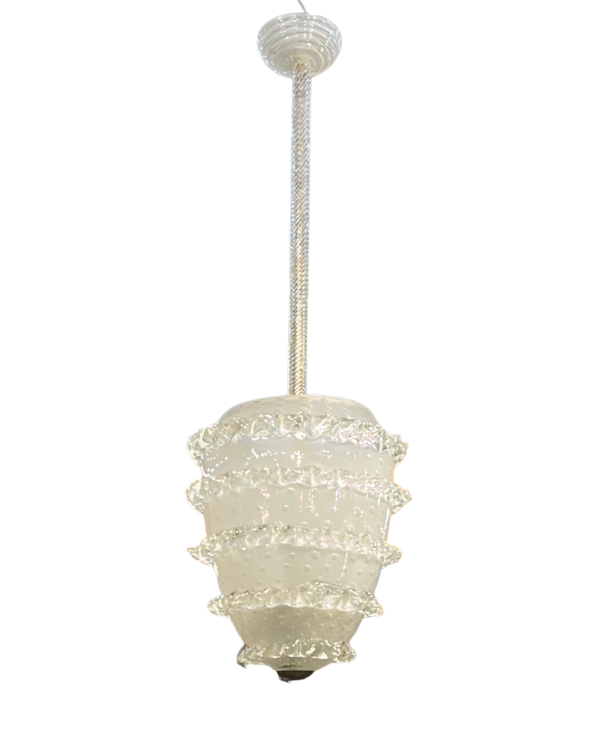 TEXTURED FIVE TIER SEEDED MURANO GLASS PENDANT