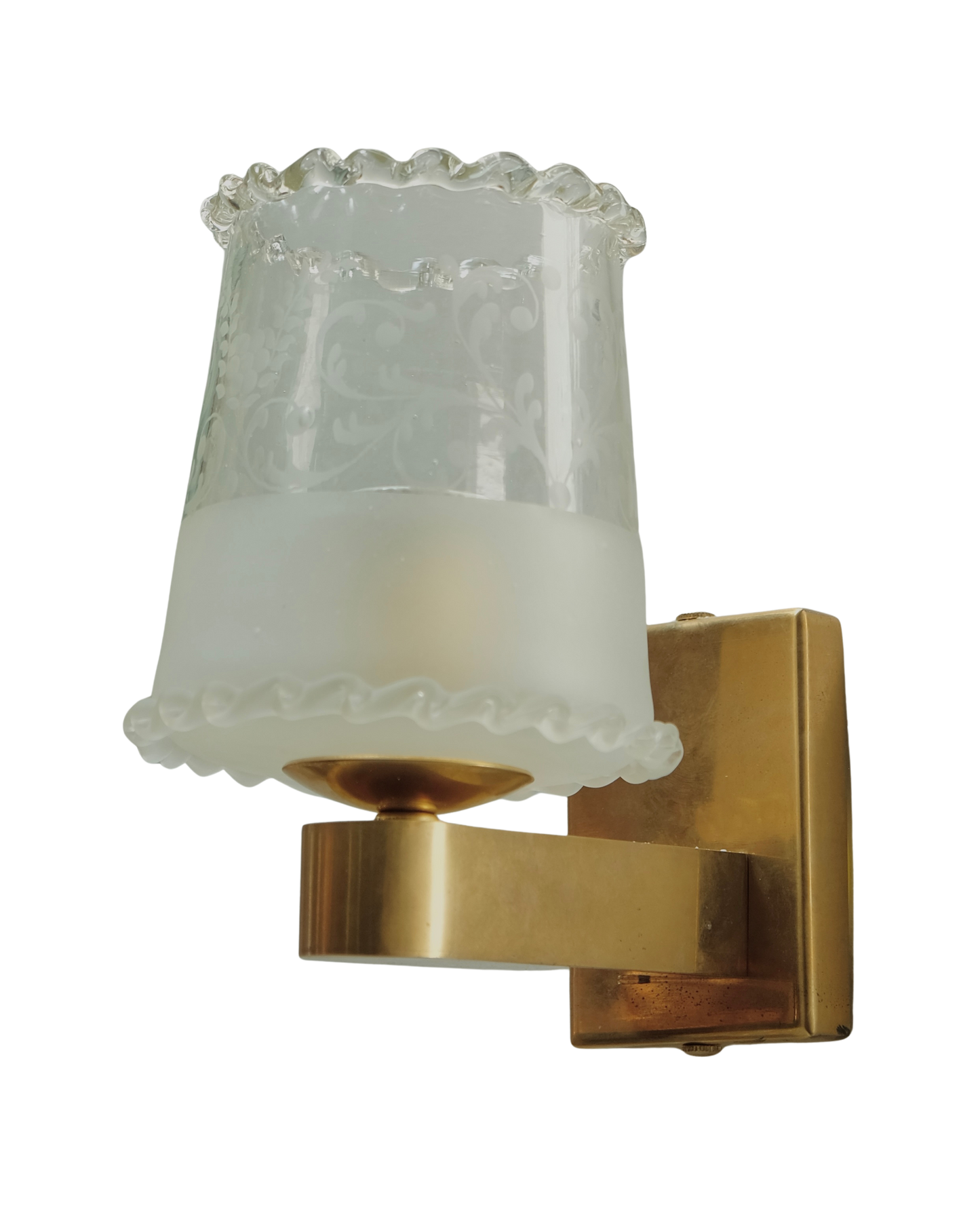 TRIO OF FROSTED MURANO GLASS ETCHED WALL SCONCES