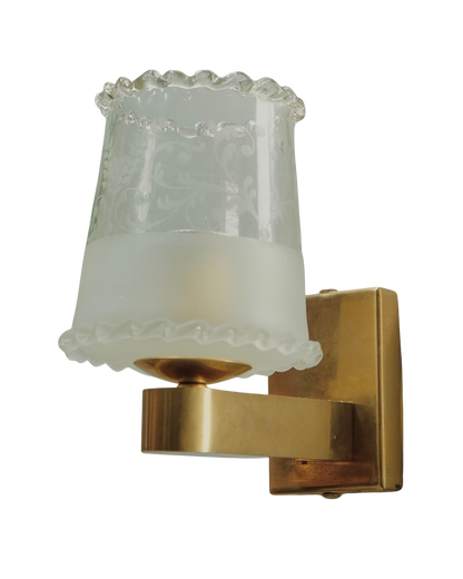 TRIO OF FROSTED MURANO GLASS ETCHED WALL SCONCES