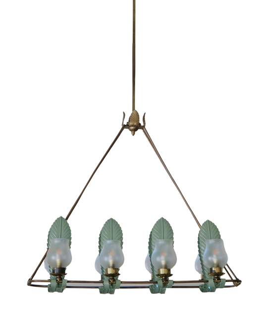 TRAINGULAR BRASS LEAF LIGHT
