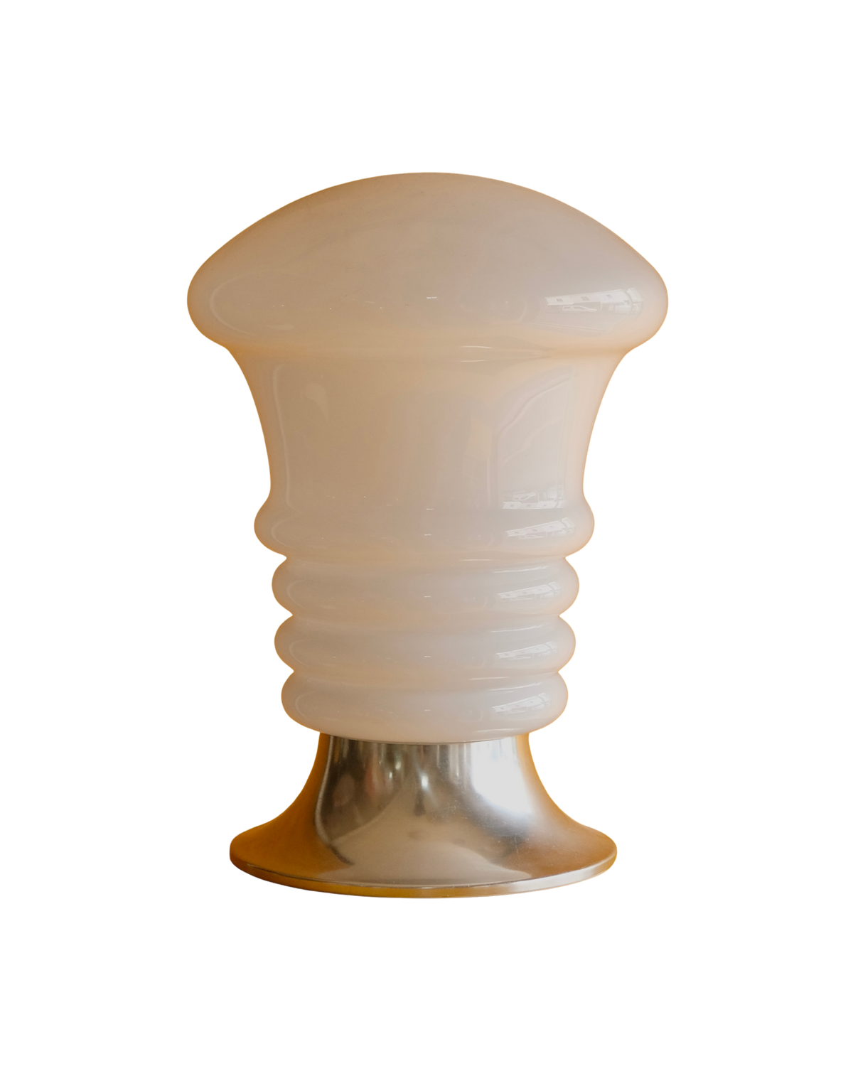 TAPERED GLASS GLOBE TABLE LAMP w. CHROME BASE