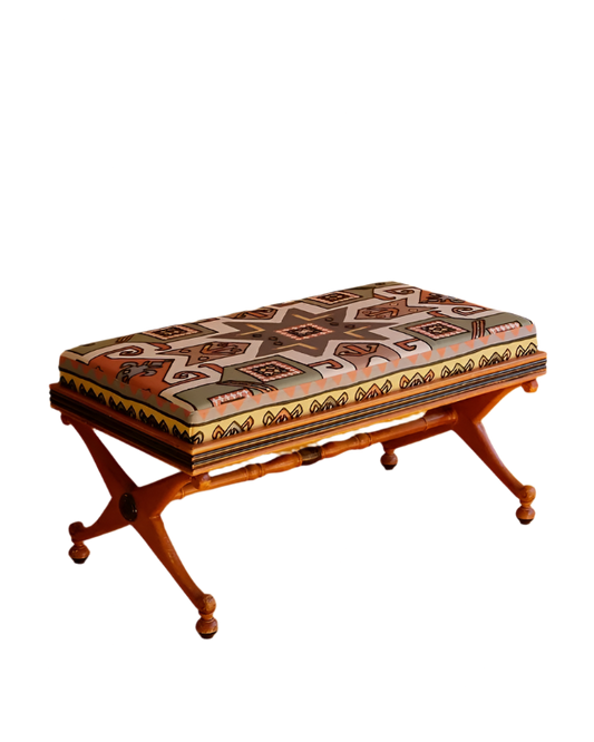 CROSS BENCH w. PIERRE FREY ARAPAHOS UPHOLSTERY