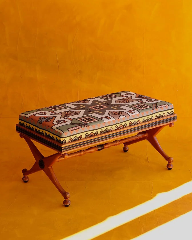 CROSS BENCH w. PIERRE FREY ARAPAHOS UPHOLSTERY