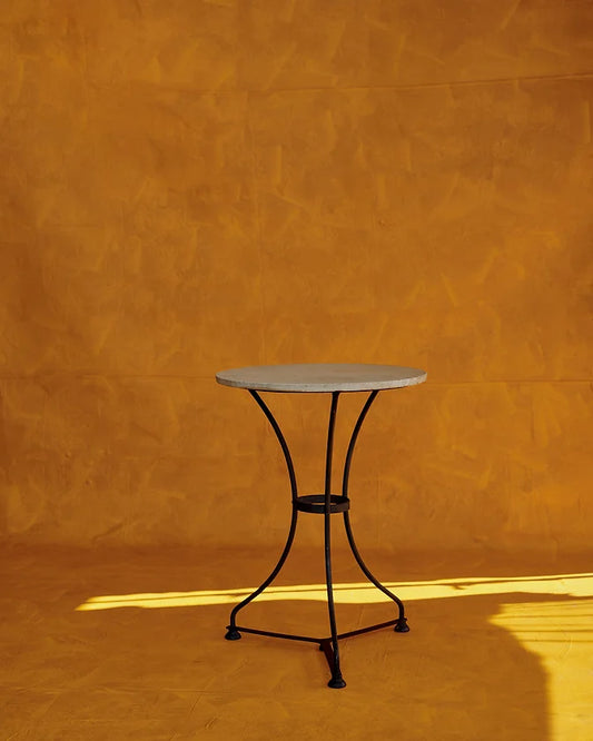 MARBLE WROUGHT IRON OUTDOOR COCKTAIL TABLE