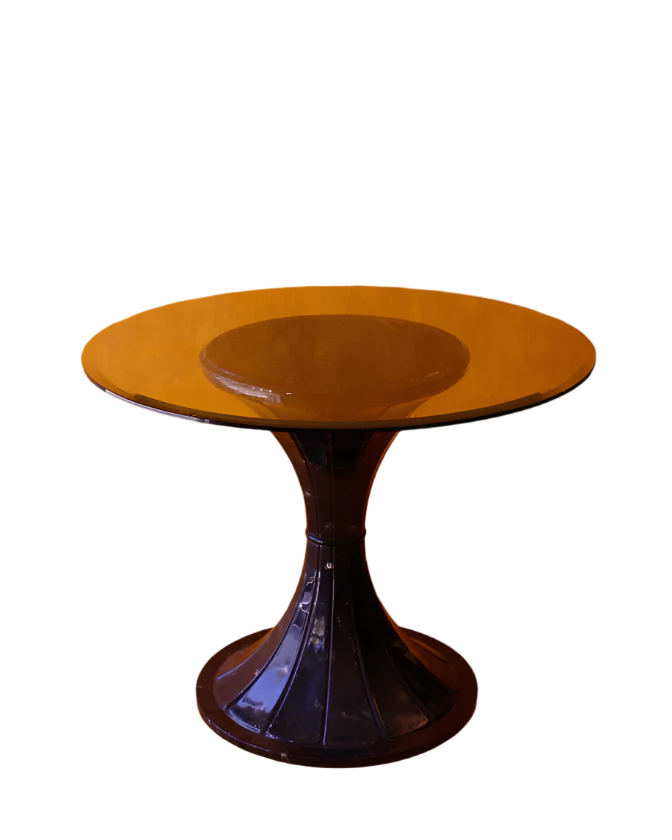 ETCHED MARBLE DINING TABLE w. GLASS TOP