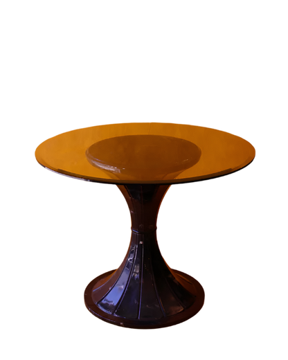 ETCHED MARBLE DINING TABLE w. GLASS TOP