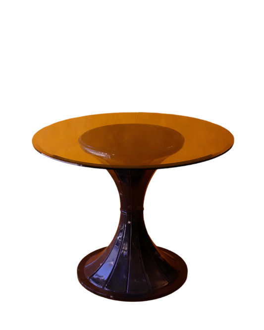 ETCHED MARBLE DINING TABLE w. GLASS TOP
