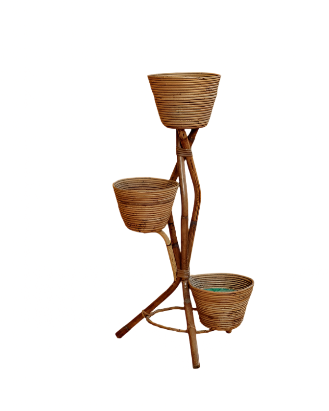 SCULPTURAL RATTAN PLANT HOLDER