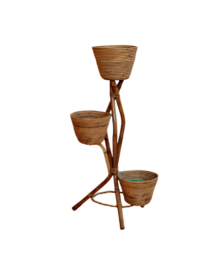 SCULPTURAL RATTAN PLANT HOLDER