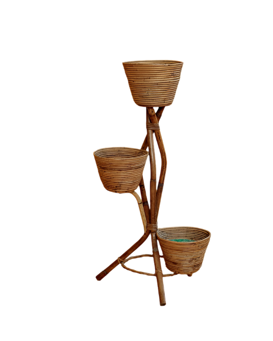 SCULPTURAL RATTAN PLANT HOLDER
