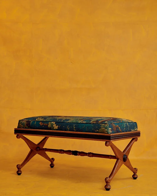 CROSS BENCH w. LEAF UPHOLSTERY