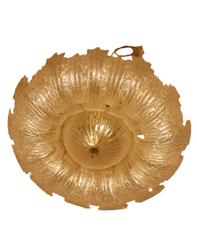 LARGE INSET MURANO GLASS LEAF FLUSH MOUNT