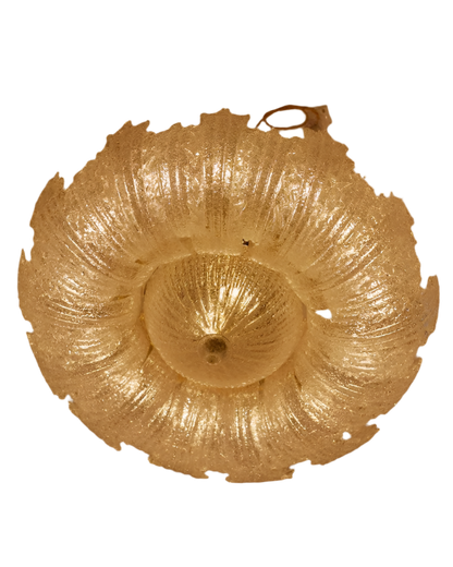LARGE INSET MURANO GLASS LEAF FLUSH MOUNT