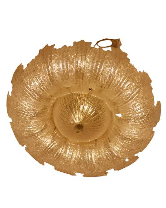 LARGE INSET MURANO GLASS LEAF FLUSH MOUNT