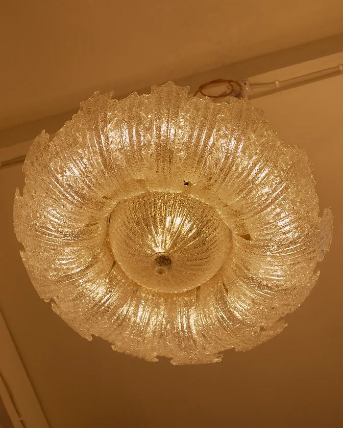 LARGE INSET MURANO GLASS LEAF FLUSH MOUNT