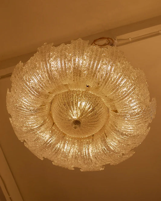 LARGE INSET MURANO GLASS LEAF FLUSH MOUNT