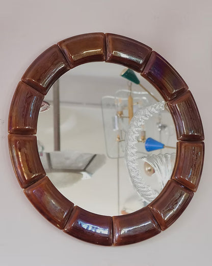 GLAZED TILE MIRROR w. IRIDESCENT FINISH