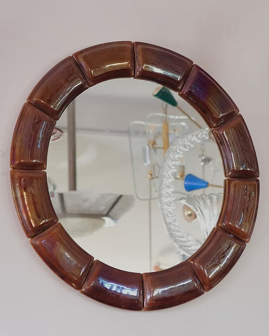 GLAZED TILE MIRROR w. IRIDESCENT FINISH