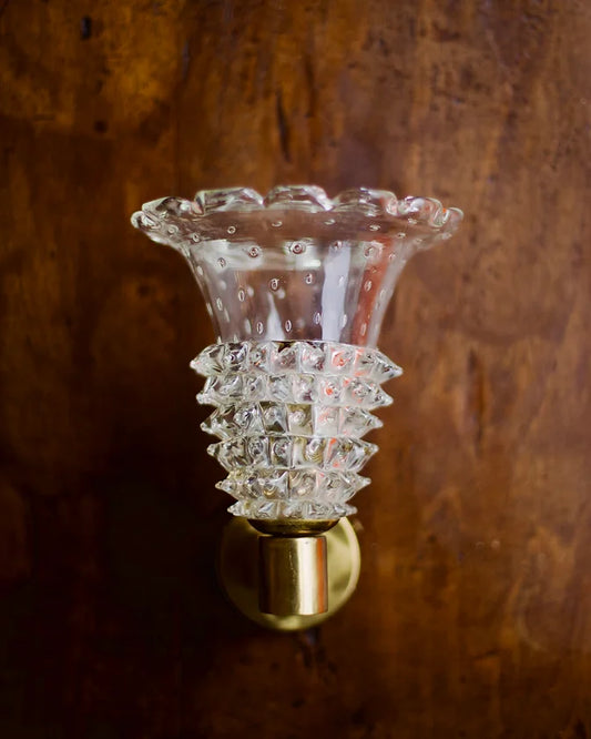 MURANO HALF SEEDED GLASS ROSTRATO SCONCES
