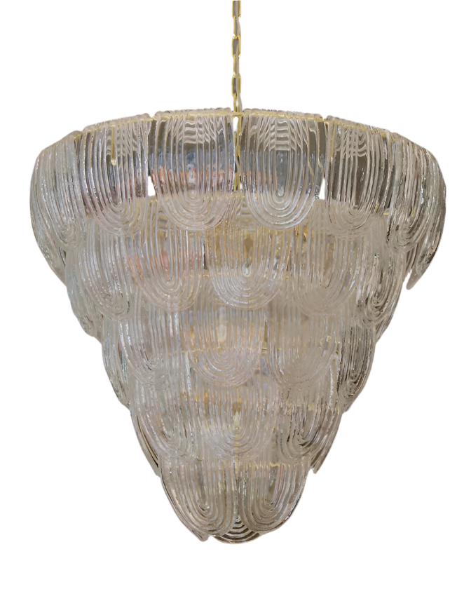 FIVE TIERED MURANO CURVED GLASS CHANDELIER