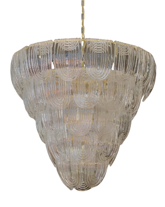 FIVE TIERED MURANO CURVED GLASS CHANDELIER