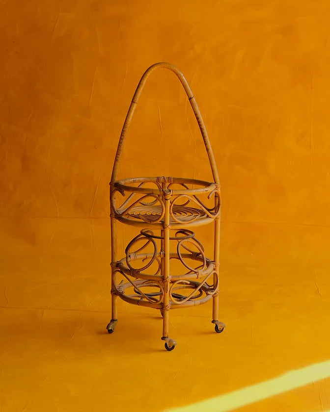 BONACINO STYLE WICKER BAR CART