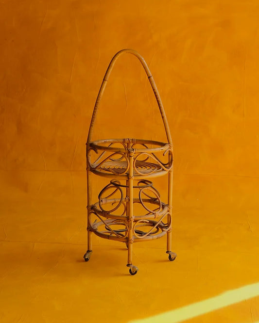 BONACINO STYLE WICKER BAR CART