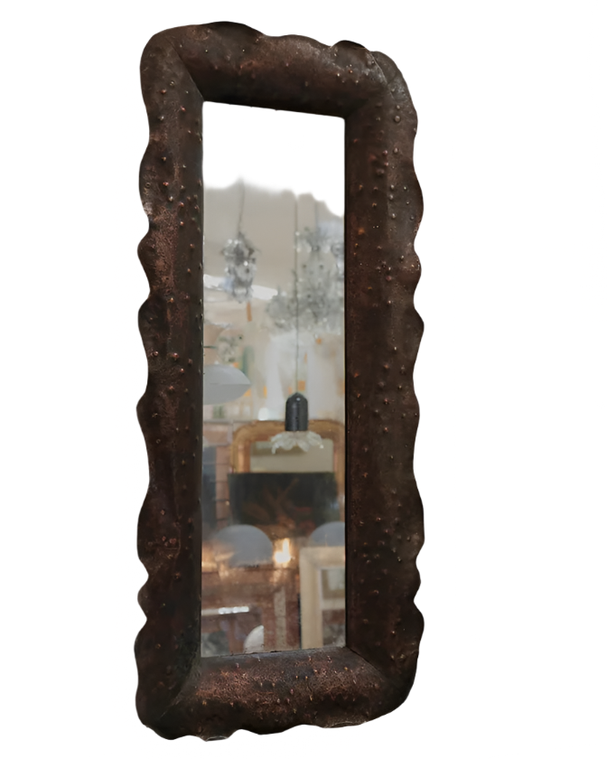 SCULPTURAL BRONZE HAMMERED LONG MIRROR