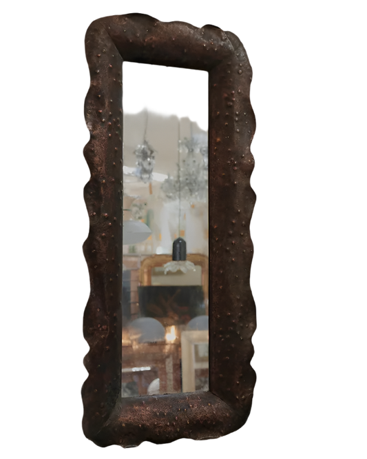 SCULPTURAL BRONZE HAMMERED LONG MIRROR