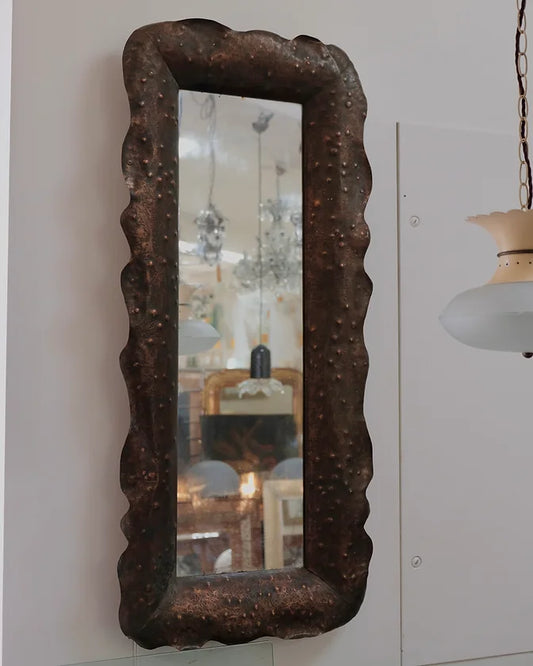SCULPTURAL BRONZE HAMMERED LONG MIRROR