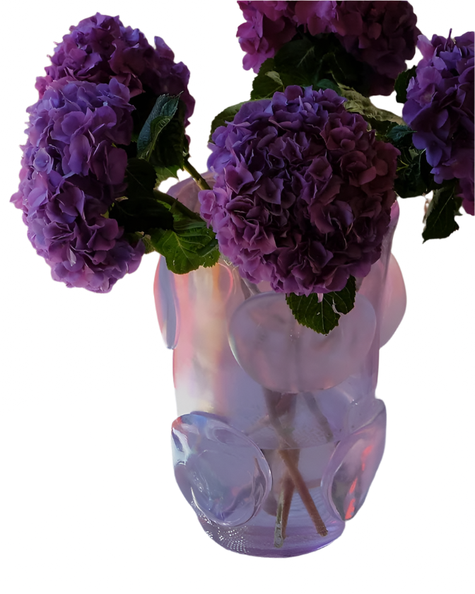 IRIDESCENT LILAC MURANO GLASS VASES