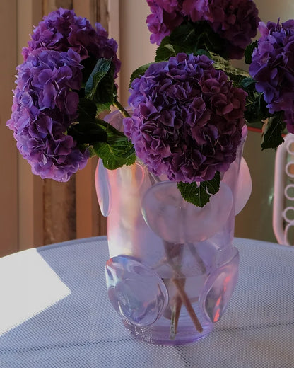 IRIDESCENT LILAC MURANO GLASS VASES