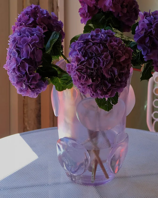 IRIDESCENT LILAC MURANO GLASS VASES