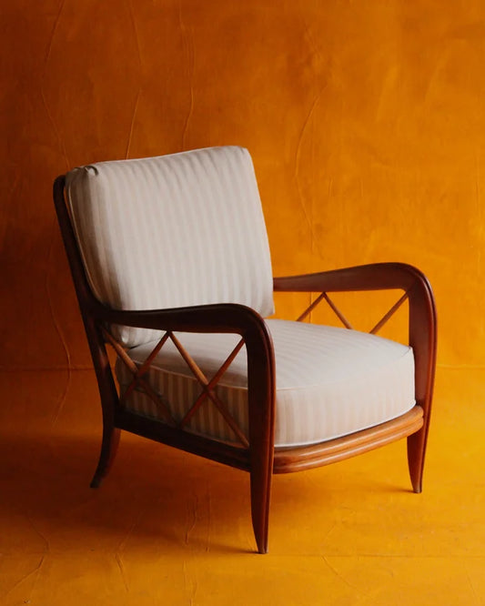 ARMCHAIR w. STRIPED UPHOLSTERY