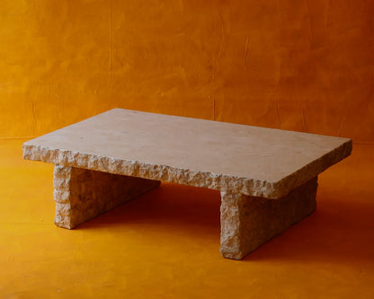 RAW EDGE TRAVERTINE COFFEE TABLE