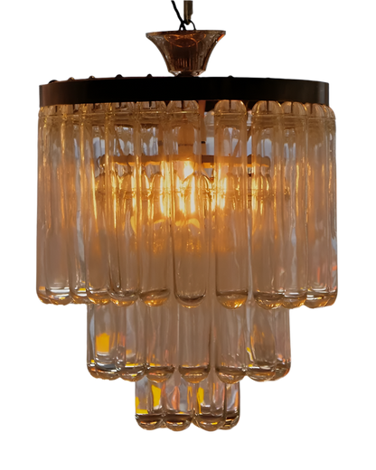 SMALL THREE TIERED MURANO GLASS TUBE CHANDELIER
