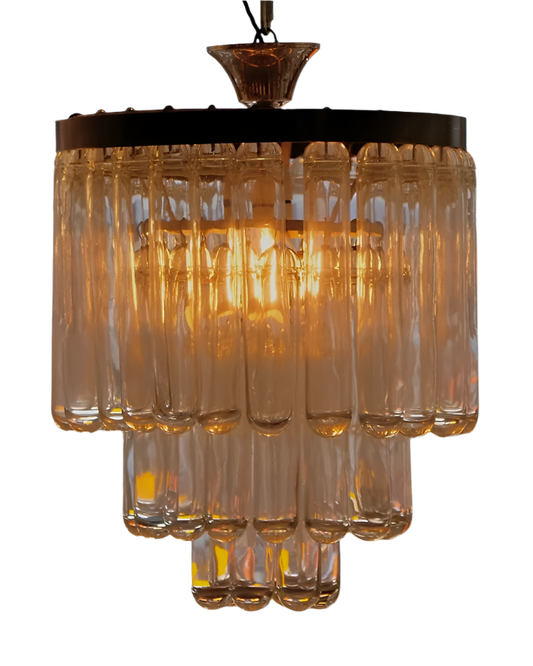 SMALL THREE TIERED MURANO GLASS TUBE CHANDELIER