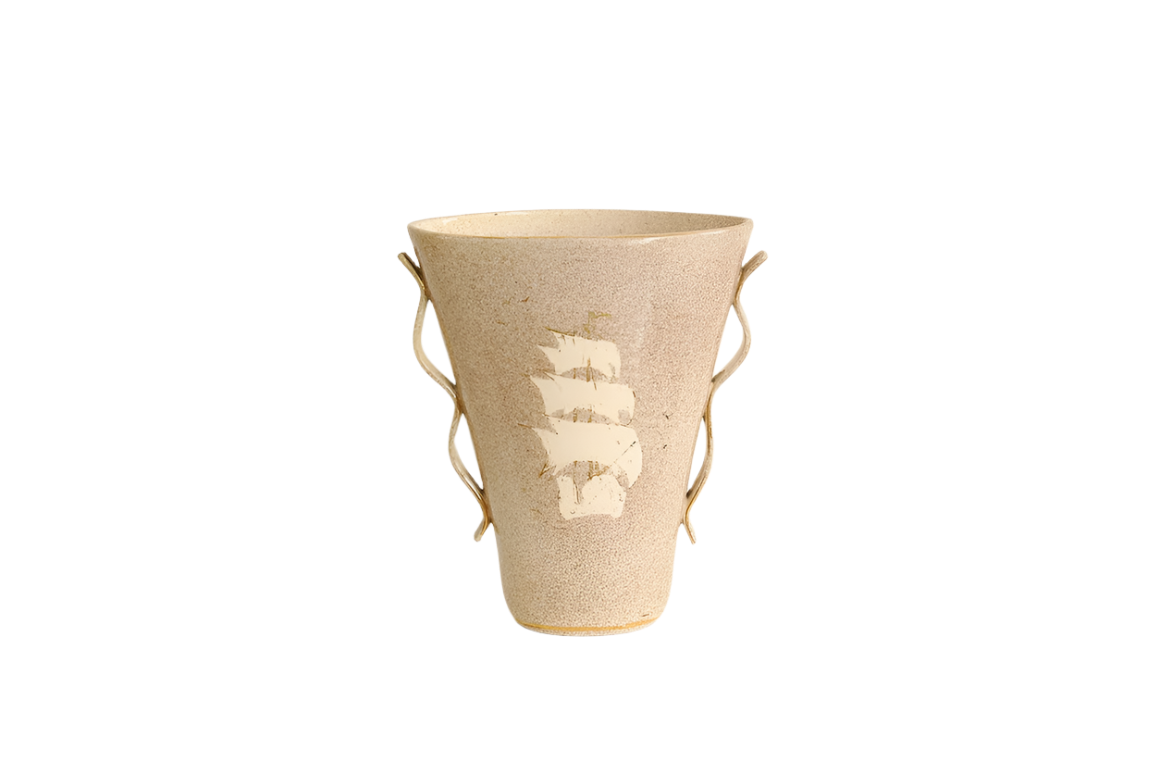 CERAMIC VASE w. SAIL MOTIF