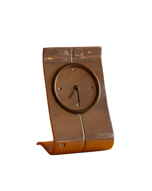 CAST ALUMINIUM & BRASS CURVED CLOCK