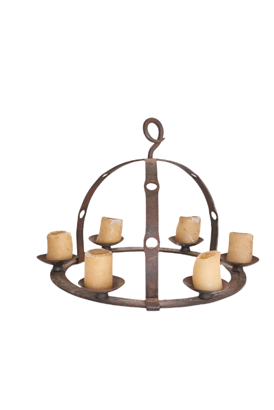 EIGHT CANDLE WROUGHT IRON BIRD CAGE CHANDELIERS