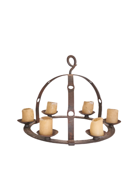 EIGHT CANDLE WROUGHT IRON BIRD CAGE CHANDELIERS