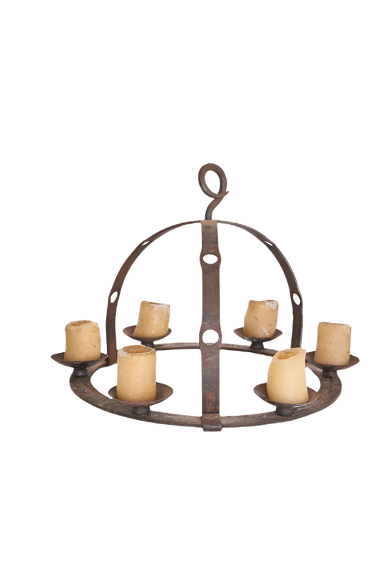EIGHT CANDLE WROUGHT IRON BIRD CAGE CHANDELIERS
