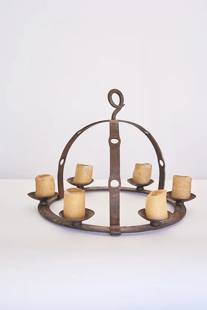 EIGHT CANDLE WROUGHT IRON BIRD CAGE CHANDELIERS