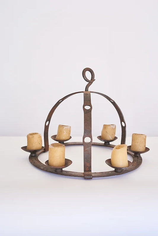 EIGHT CANDLE WROUGHT IRON BIRD CAGE CHANDELIERS