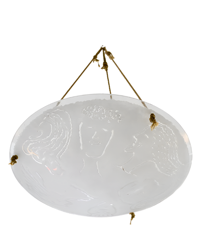 ILLUSTRATED FROSTED GLASS DISH PENDANT
